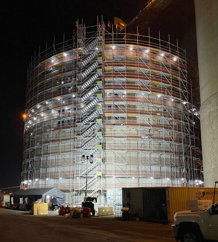 STRUCTURAL TECHNOLOGIES and STRUCTURAL provided an Investigate-Design-Build solution to strengthen a structurally deficient concrete silo at a chemical plant.